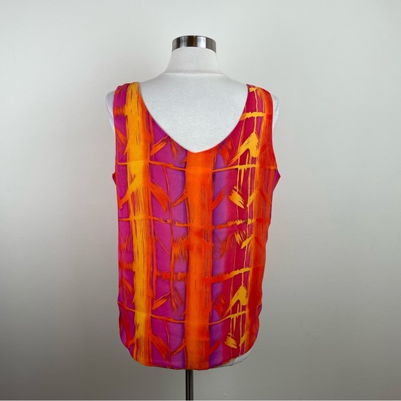 Vintage Brenda Goode Orange Yellow Red Floral Blouse Top Women Size Large USA - Picture 5 of 5